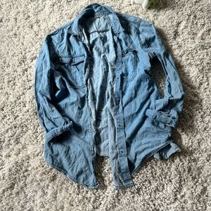 Lightweight casual light blue denim simple spring fall jean cardigan jac…